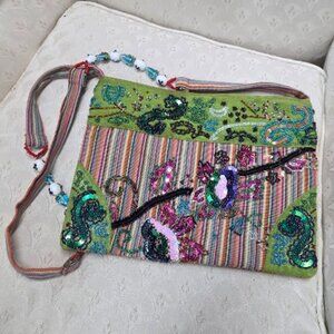 Topsy Turvy multicolored beaded handbag